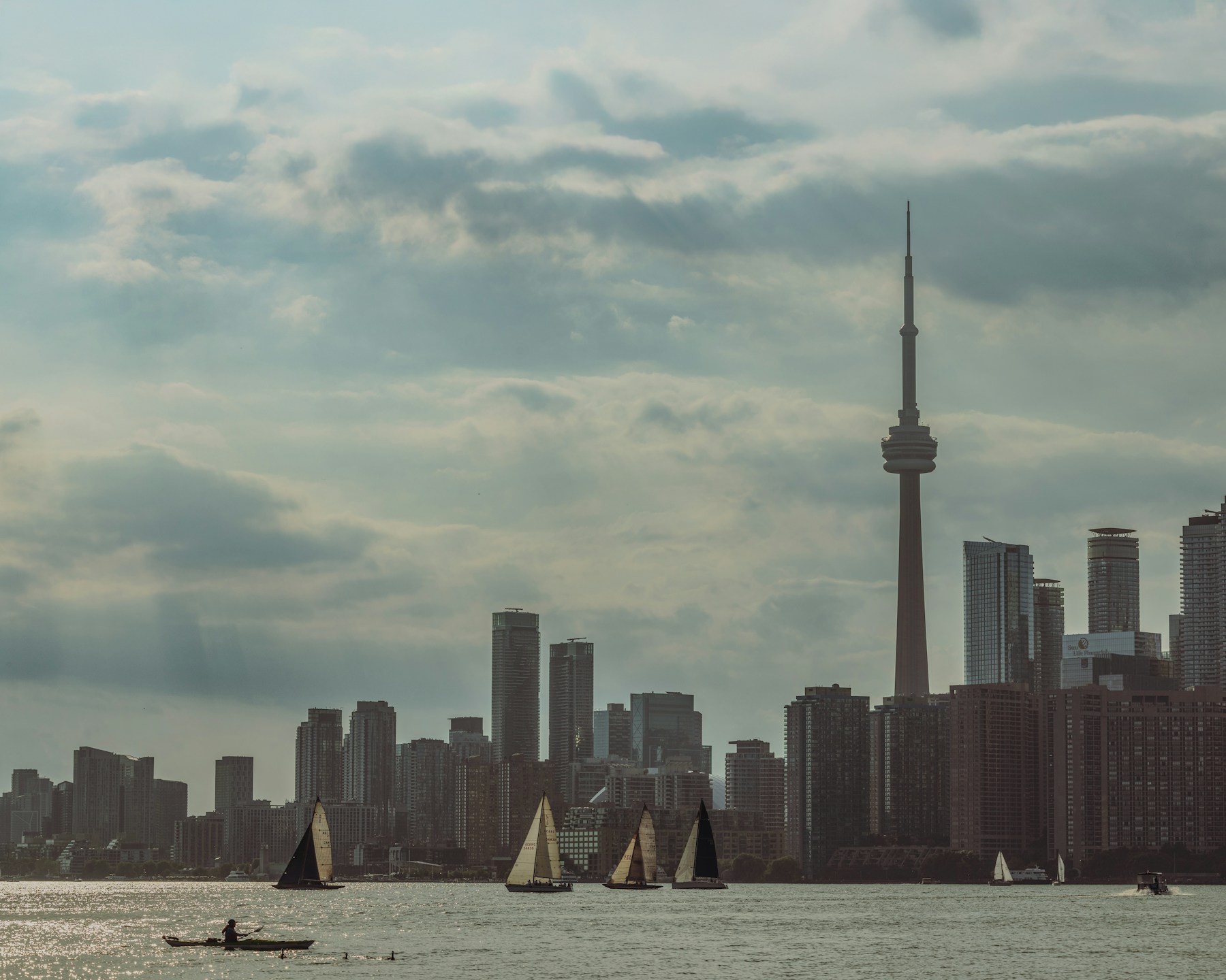 Toronto skyline and CN Tower across the waterfront
